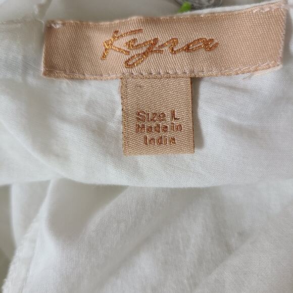 Boho White Embroidered Beaded Fairy Whimsy Fairycore Hippie Peasant Blouse L - Picture 4 of 16